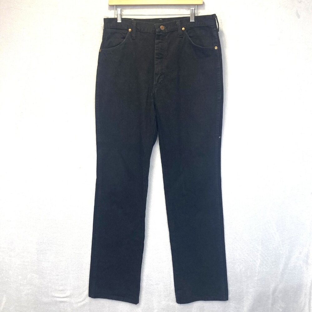 Wrangler Cowboy Cut Slim Fit Jeans Mens 34x34 Western Straight Black Classic